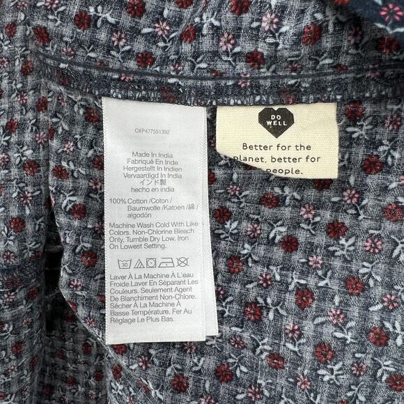 MADEWELL Tie-Back Peplum Top Womens Small Navy Blue Campden Daisies Floral Print - Picture 11 of 13